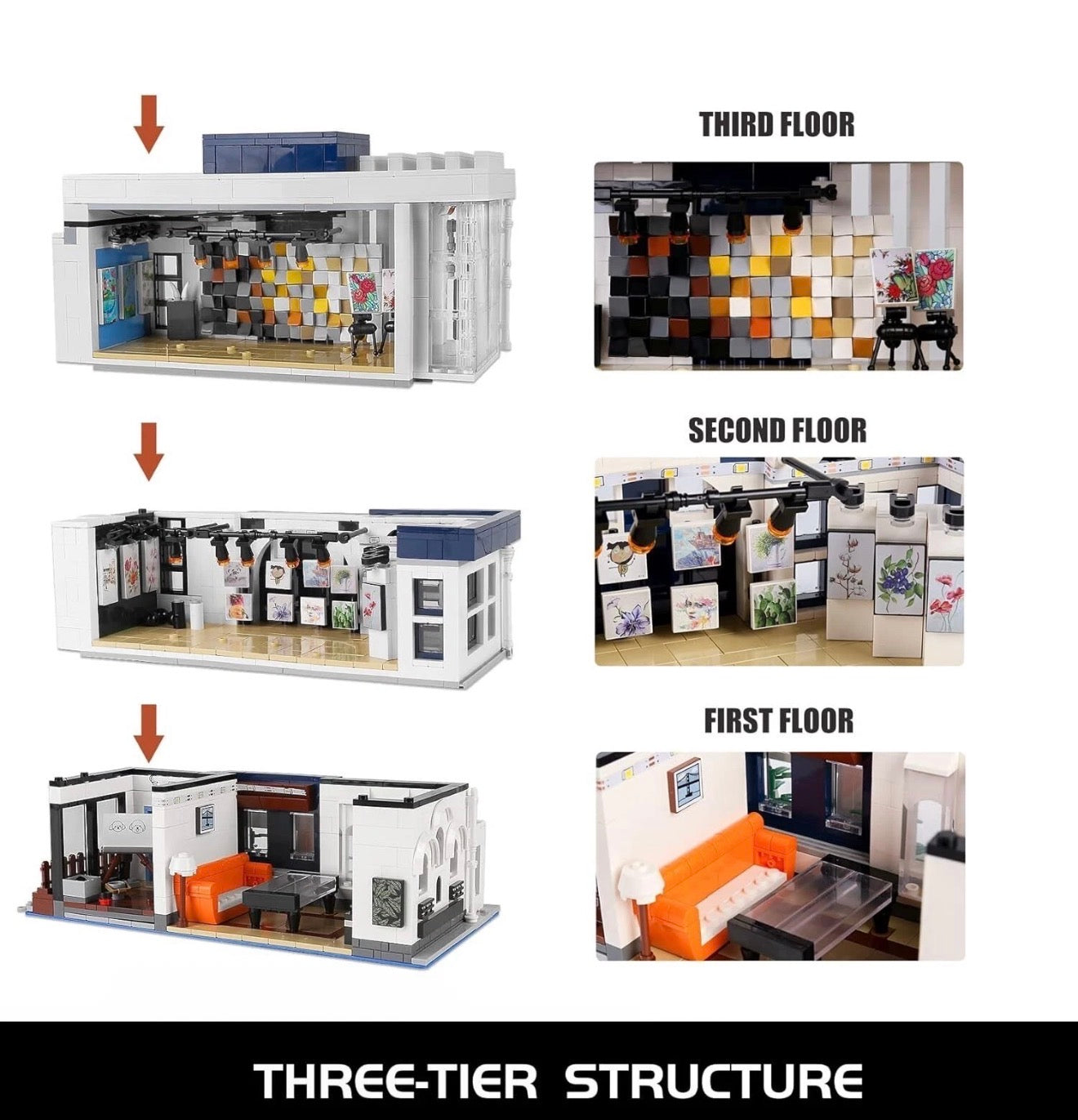 Mould King 16043 Novatown Art Gallery Modular Building – 3,536 Pieces