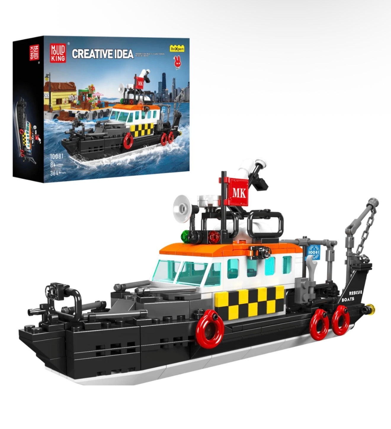 Mould King 10081 British Rescue Boat Building Set – 364 Pieces