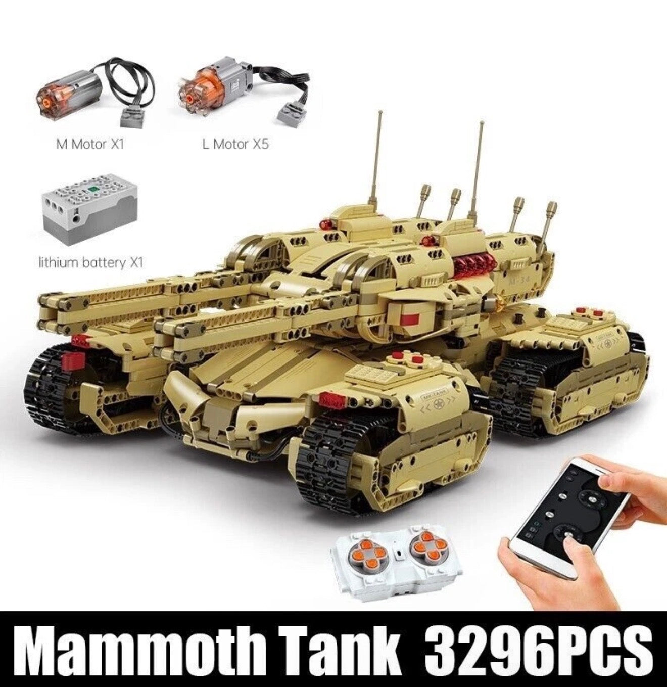 Mould King 20011 RC Mammoth Tank Building Set – 3,296 Pieces