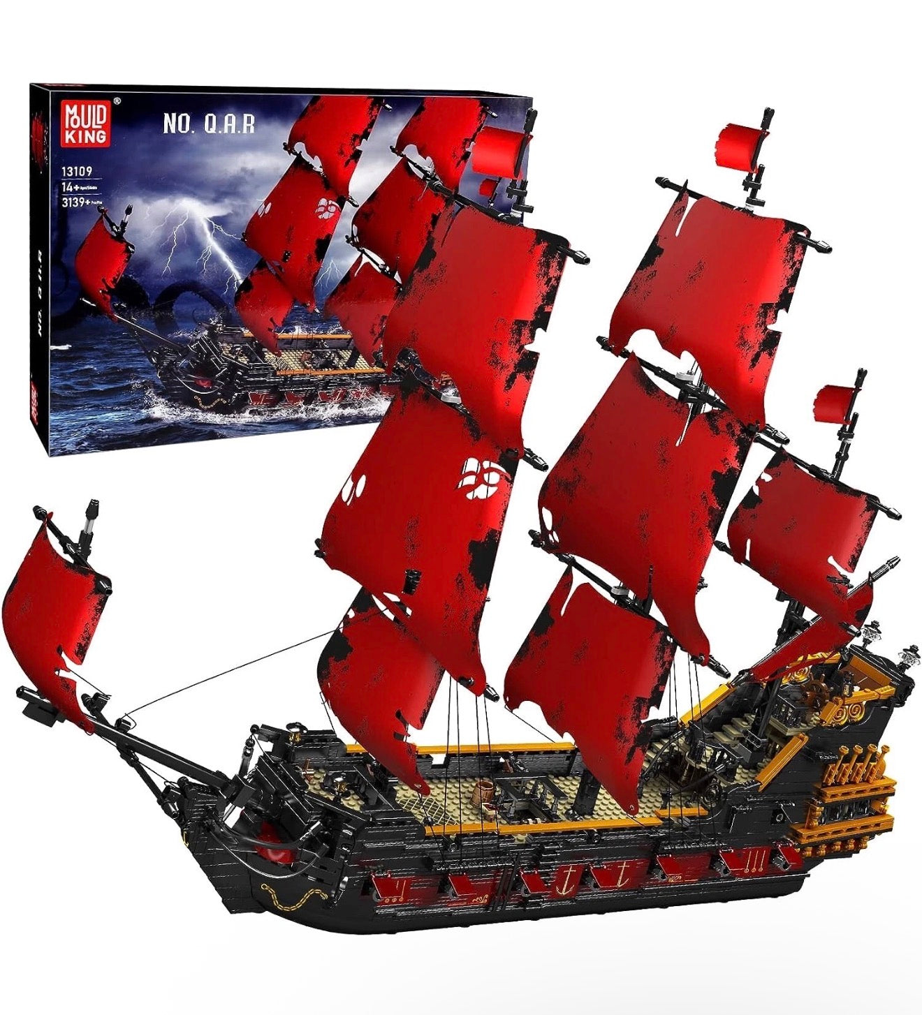 Mould King 13109 Red Ship Pirates of the Caribbean Sailboat – 3,139 Pieces