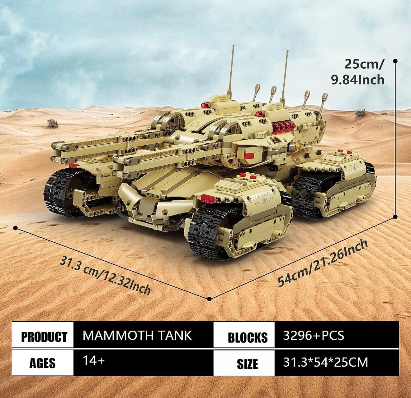 Mould King 20011 RC Mammoth Tank Building Set – 3,296 Pieces