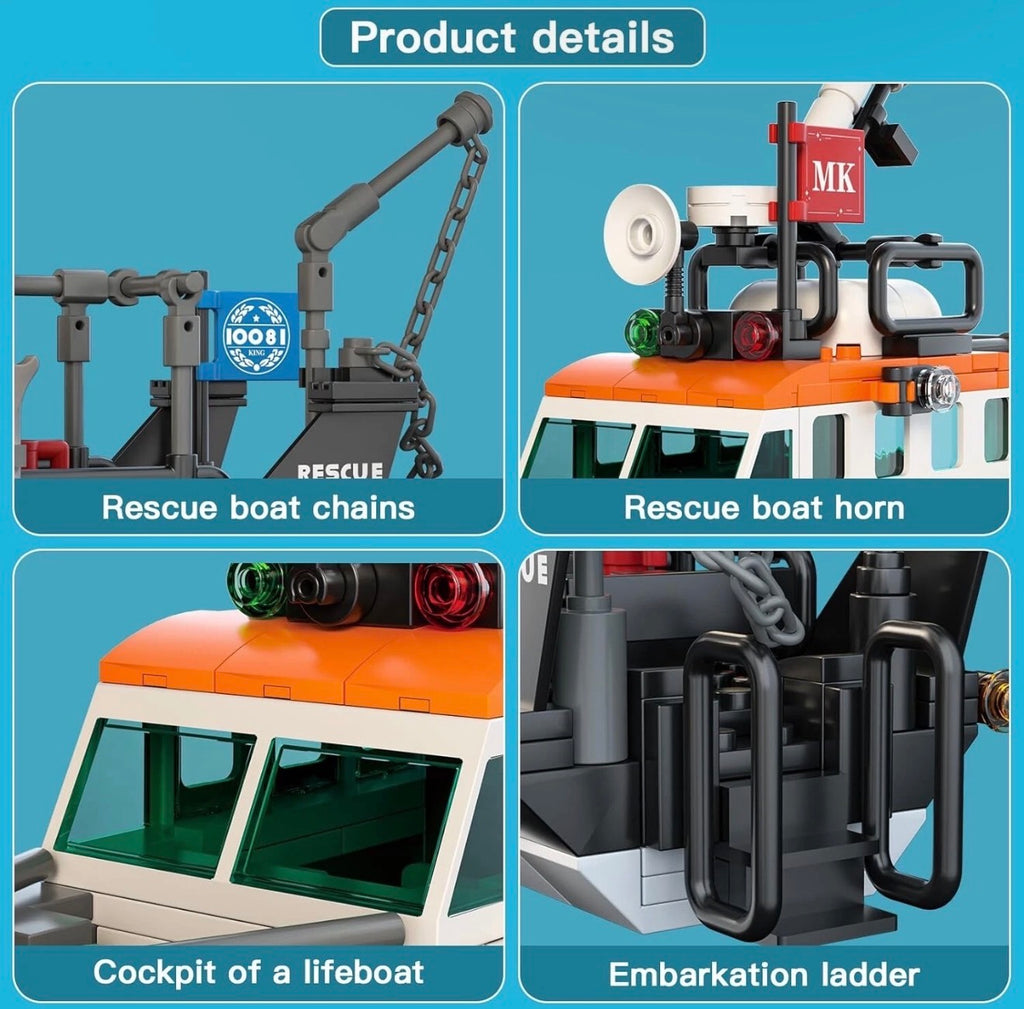 Mould King 10081 British Rescue Boat Building Set – 364 Pieces