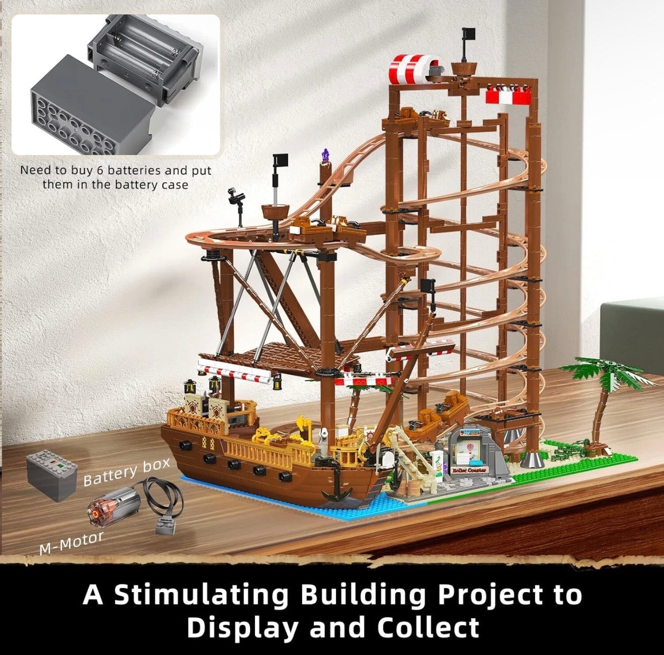 Mould King 11013 Motorized Technic Pirate Roller Coaster – 2,174 Pieces